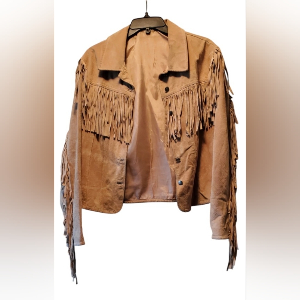 Vintage J. Marco 100% Leather Suede Fringe Jacket